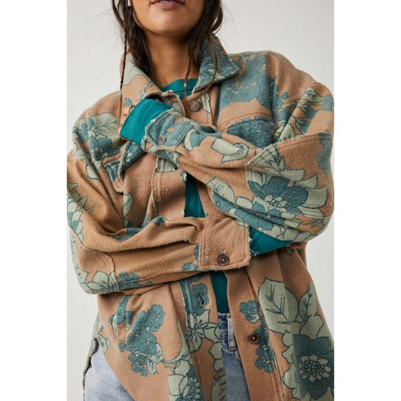 NWT Free People Printed Ruby Jacket / Tan Combo - Picture 5 of 6
